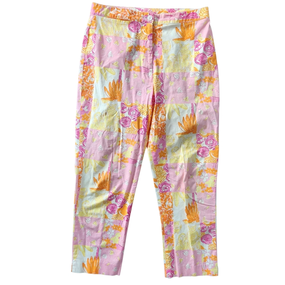 Lilly Pulitzer Vintage Crop Pants 2 Patchwork Coastal‎ Cottage Vacation Summer